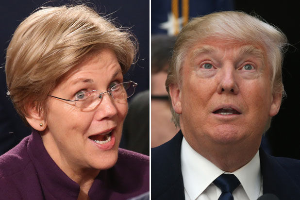 Senator Elizabeth Warren and Donald Trump