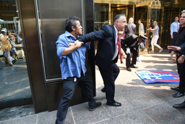 Trump security punch protester