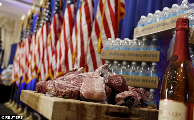 Trump steaks, Trump wine, and Trump water