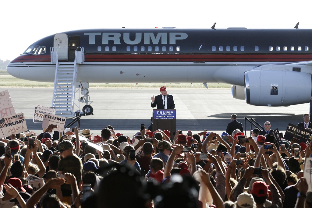 Donald Trump at rally in Sacramento, California.